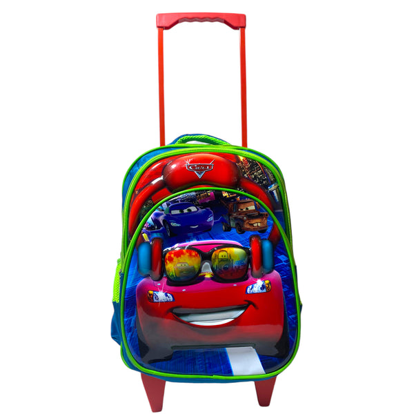 Dakanee 15 Inch Mcqueen Cars School Trolly Bag For Nursery Till Grade 2 Boys