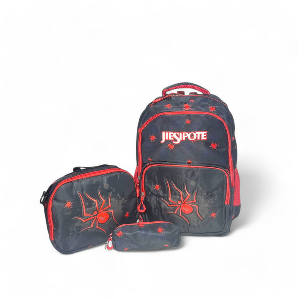 19 INCH Jiesipote Spiderman 3 Piece School Bag for Grade 1 Till Grade 4 Boys