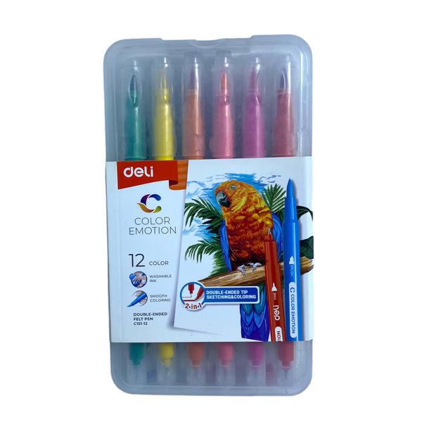 Deli 12 Color Double Ended Felt Pen C151-12