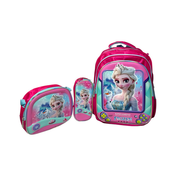 17 Inch Frozen 3 Piece Set School Bag for Grade 1 Till Grade 3 Girls