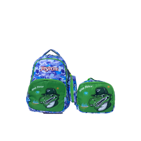 19 INCH Jiesipote Dino 3 Piece School Bag For Grade 1 Till Grade 4 Boys